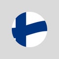 Finland circle flag icon. Waving Finnish badge. Vector illustration. Royalty Free Stock Photo